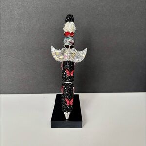 Elegant Black and Red Beaded Pen